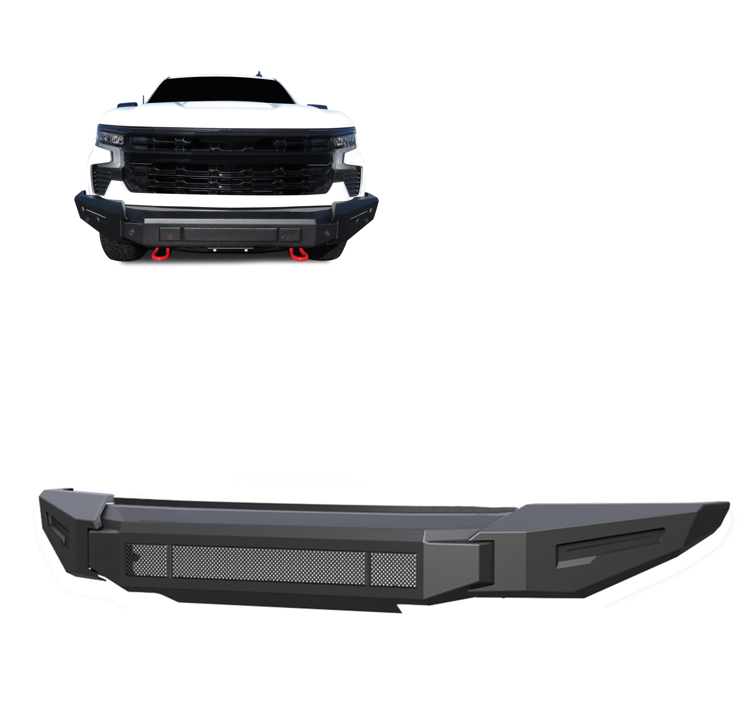 Armour II Heavy Duty Black Horse Modular Front Bumper Modular Matte Black Compatible with 2022-2024 Chevrolet Silverado 1500-AFB-SI23-BU
