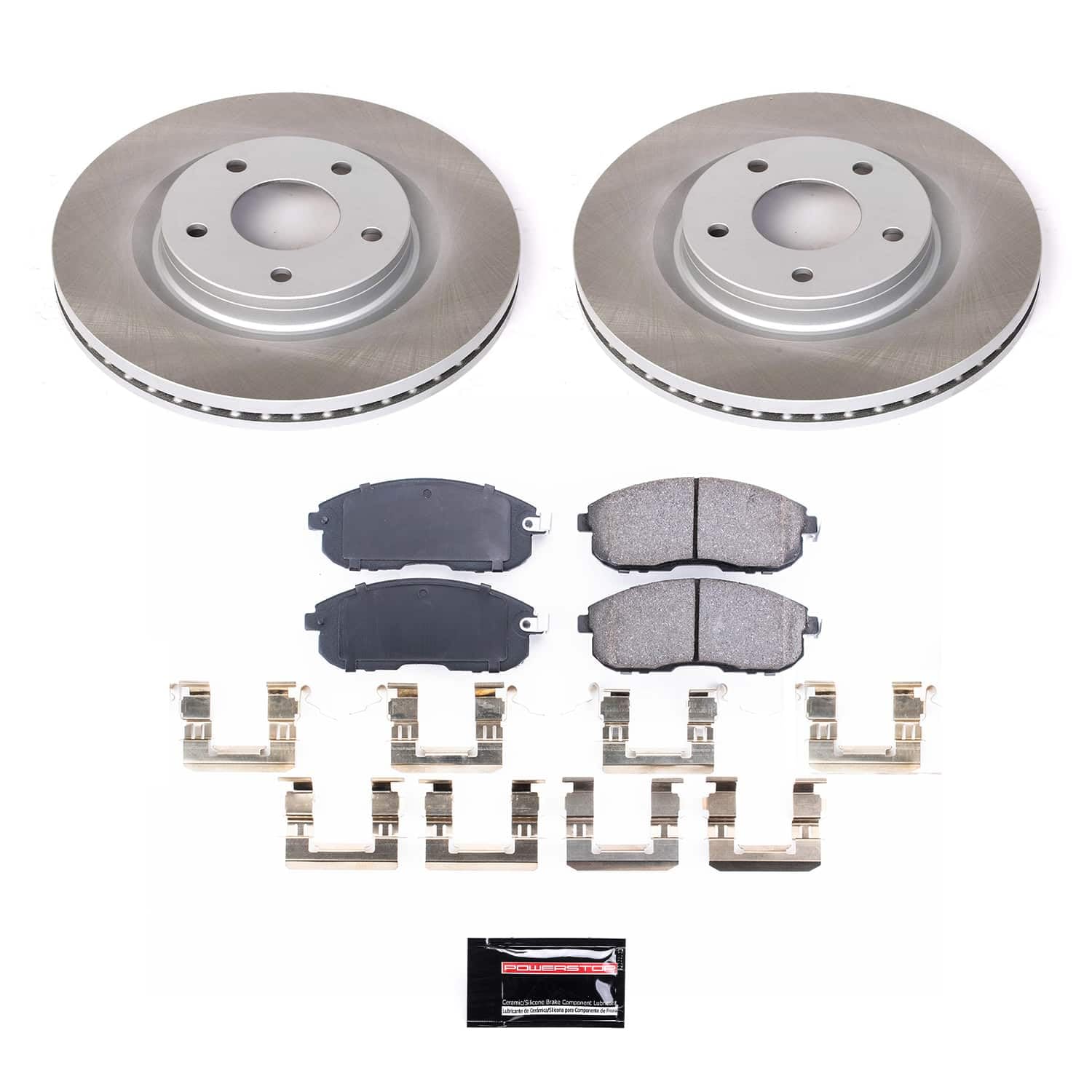 Power Stop Front Brake Kit SC8327 With Semi-Coated Brake Rotors and Ceramic Brake Pads & Hardware For Nissan Sentra 2019 [Application Specific]