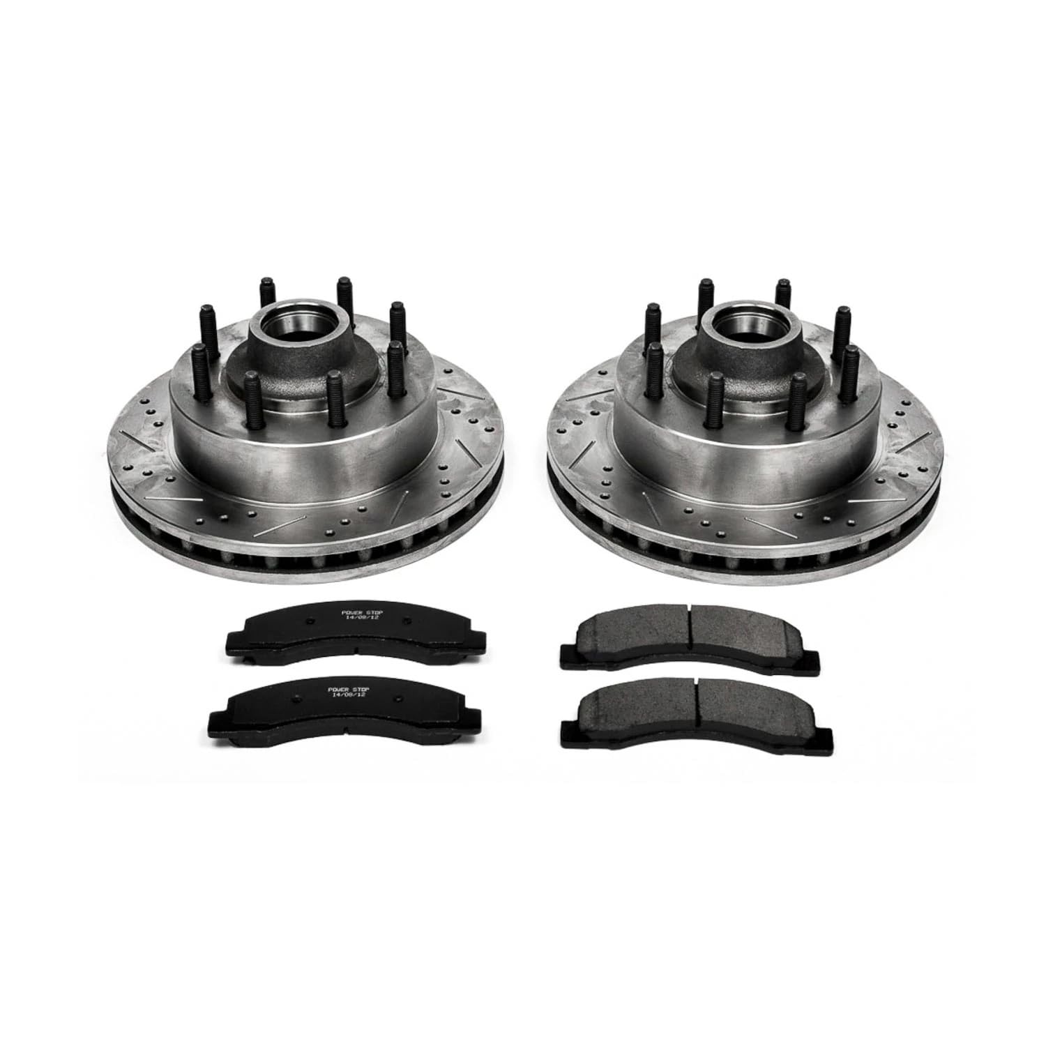 Power Stop K1891 Z23 Carbon Fiber Brake Pads with Drilled & Slotted Brake Rotors Kit For Ford F-250 Super Duty 1999-2001, Ford F-350 Super Duty 1999-2002 [Model Specific]
