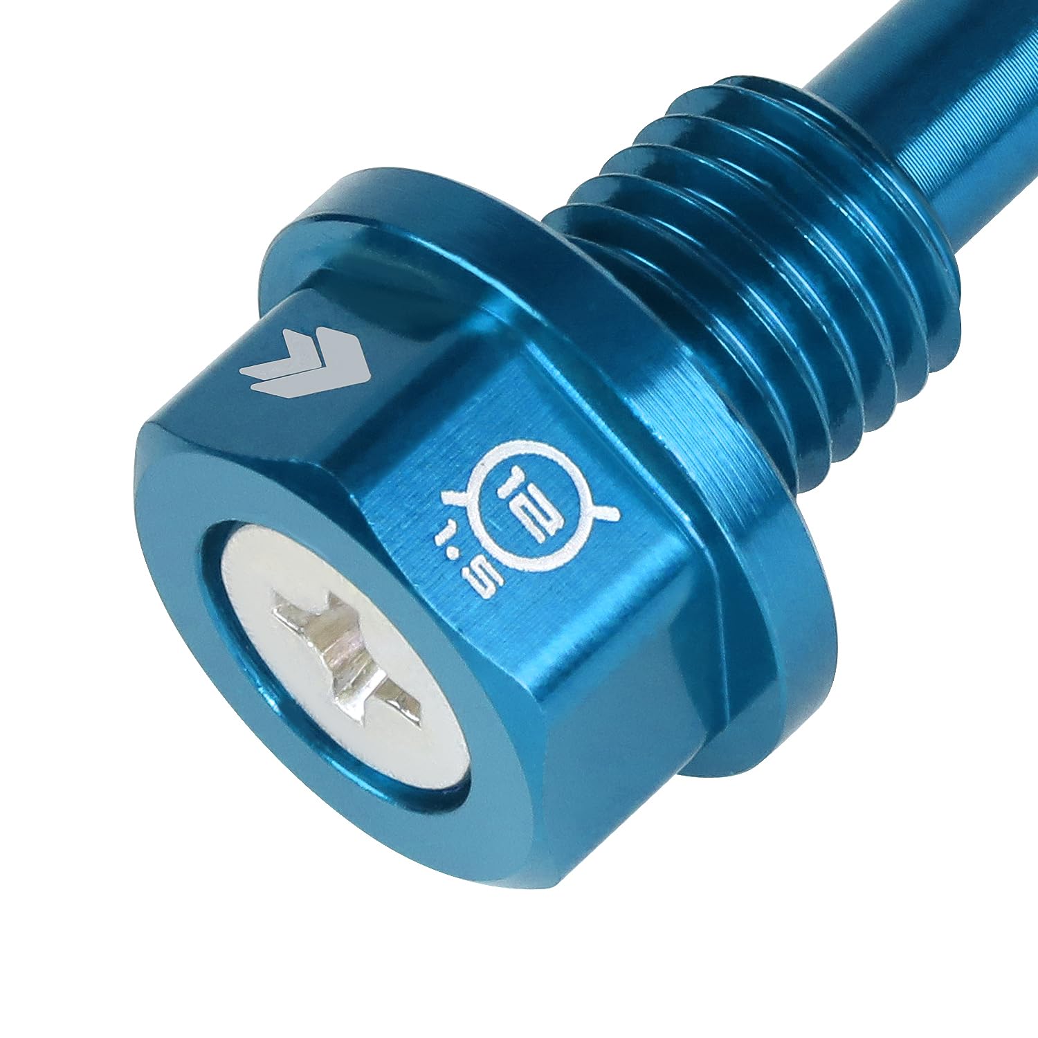Magnetic Oil Drain Plug NRG Innovations, M12 X 1.5 Thread Size Engine Oil Drain Nut w/Washer, Blue, T-6061 Aluminum w/Stainless Steel Internal Magnet, NRG-NOP-400BL