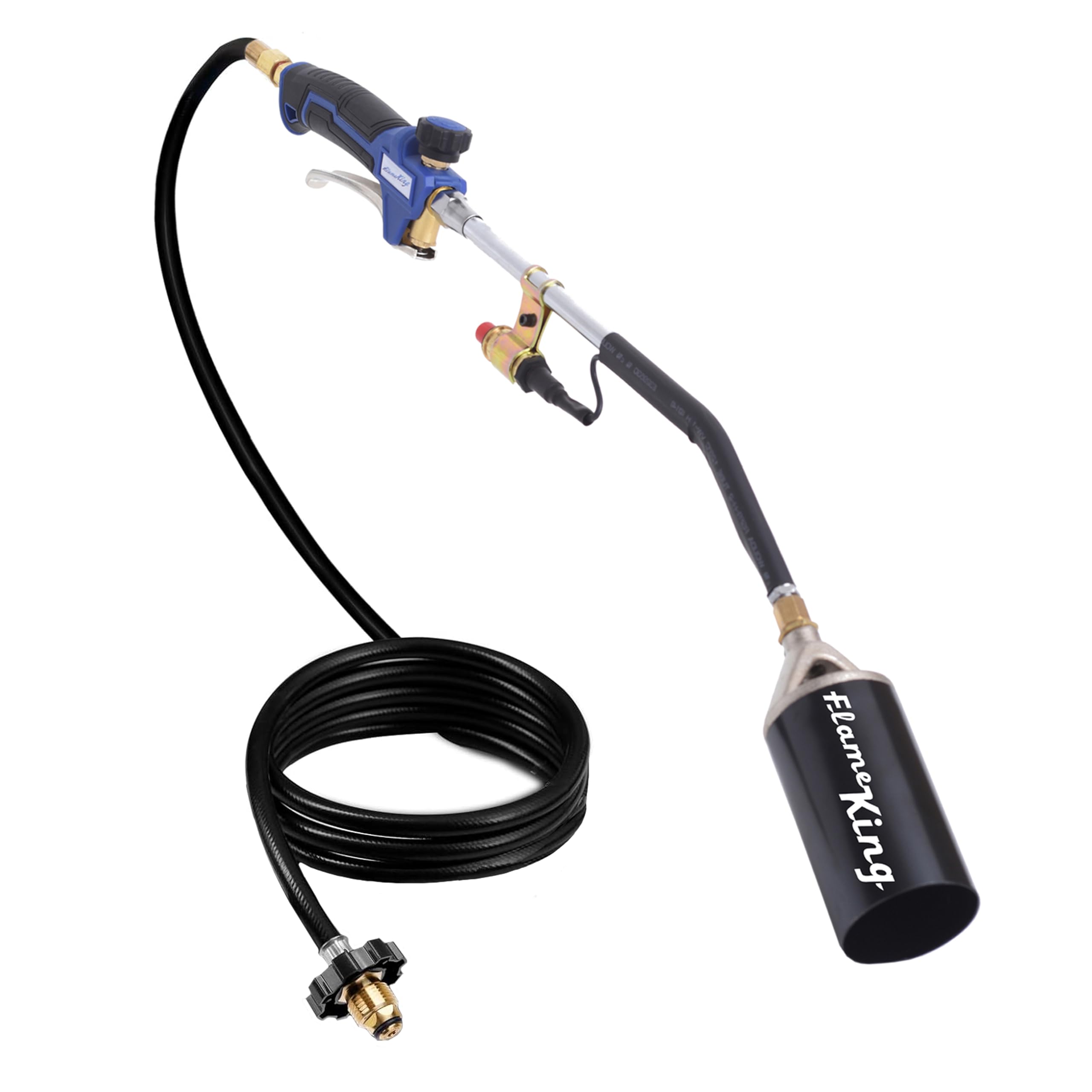 Flame King Heavy Duty Propane Torch Kit Weed Burner, 340,000 BTU with Piezo Igniter (Self Igniting), with 10-ft Hose for Weed Burning, Melting Ice and Snow, and Roofing