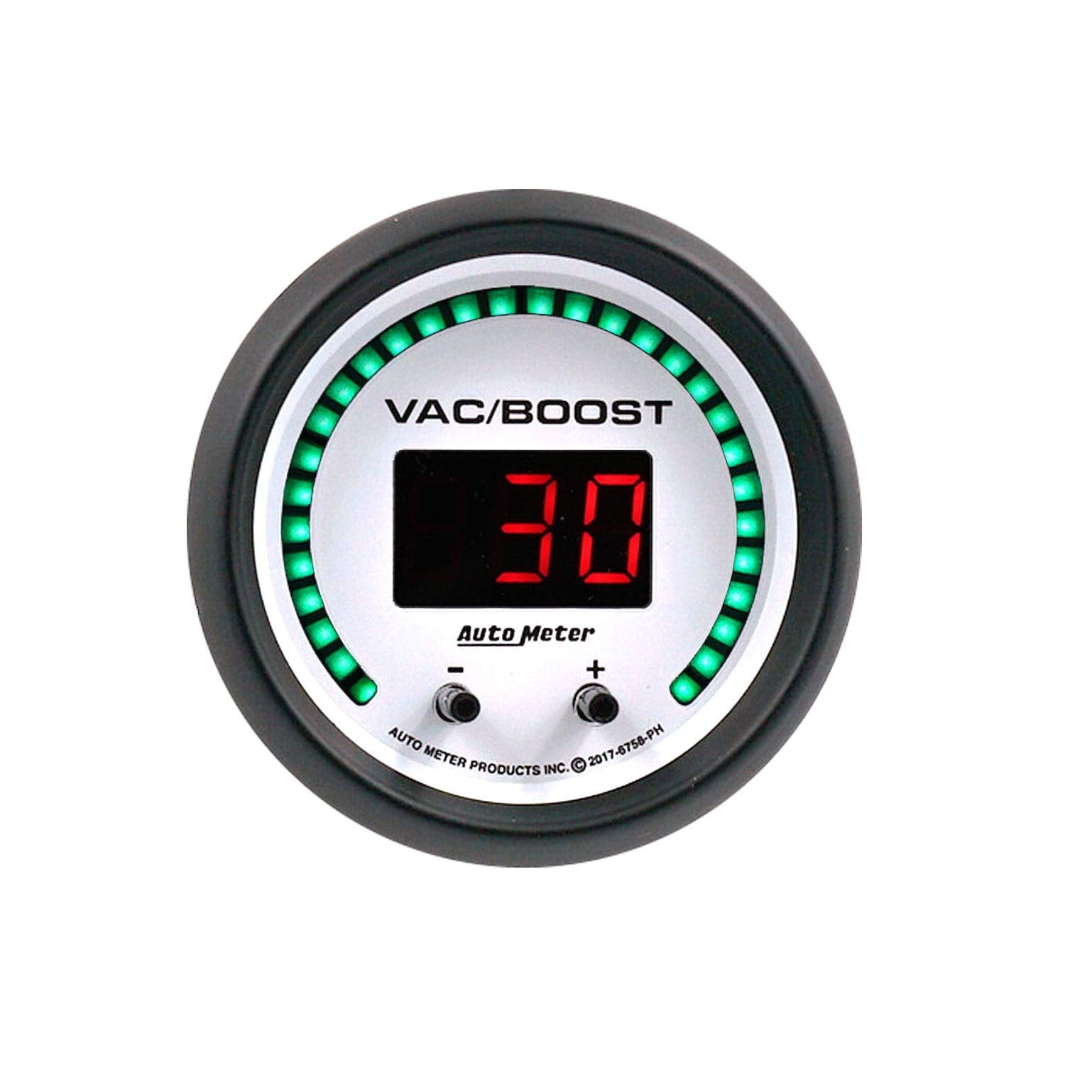 Gauge AutoMeter 6758-PH, Vac/Boost, 2 1/16", Two Channel, Selectable, Phantom Elite Digital