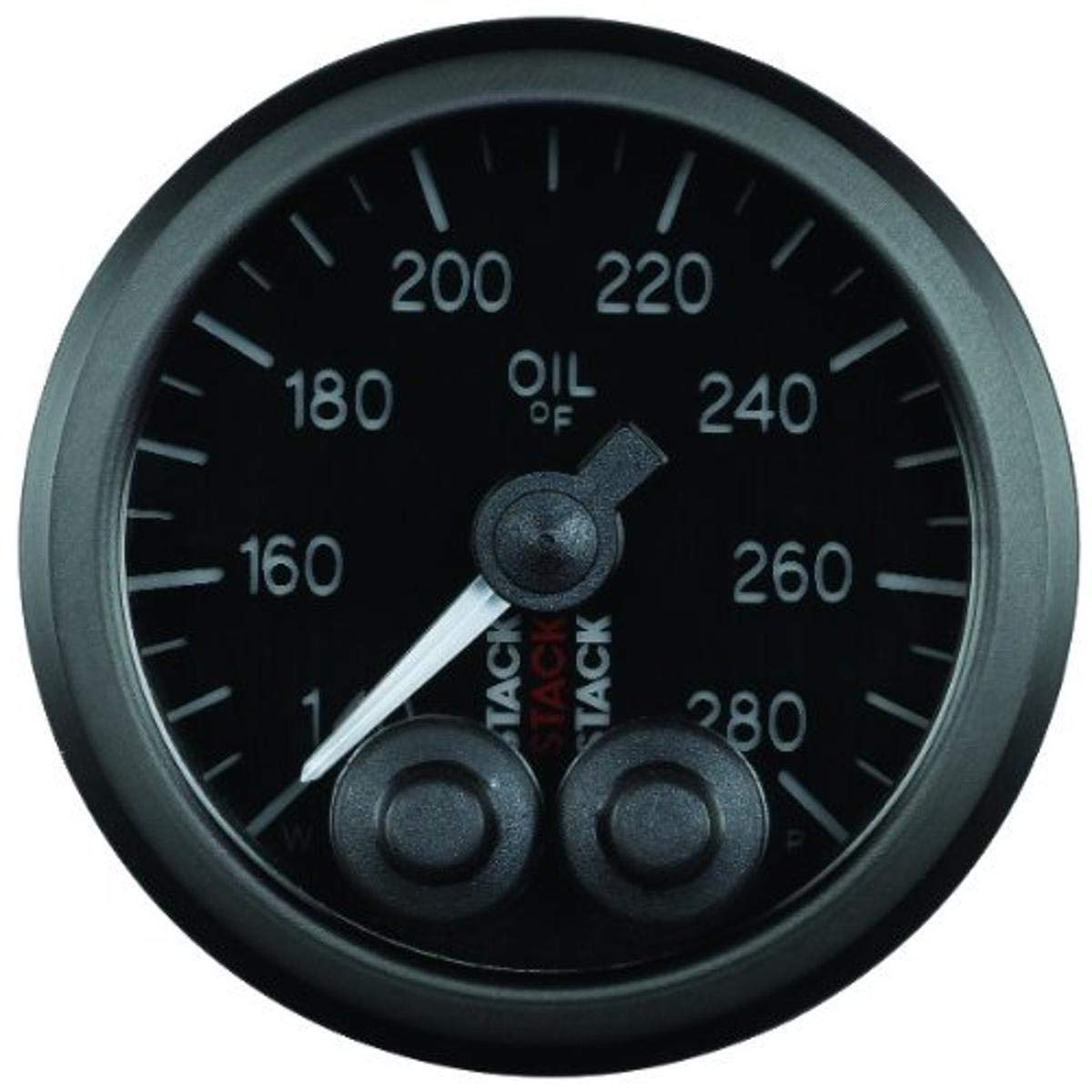 52mm STACK ST3510 Black Pro-Control 1/8" NPTF Male 140-280°F Oil Temperature Gauge