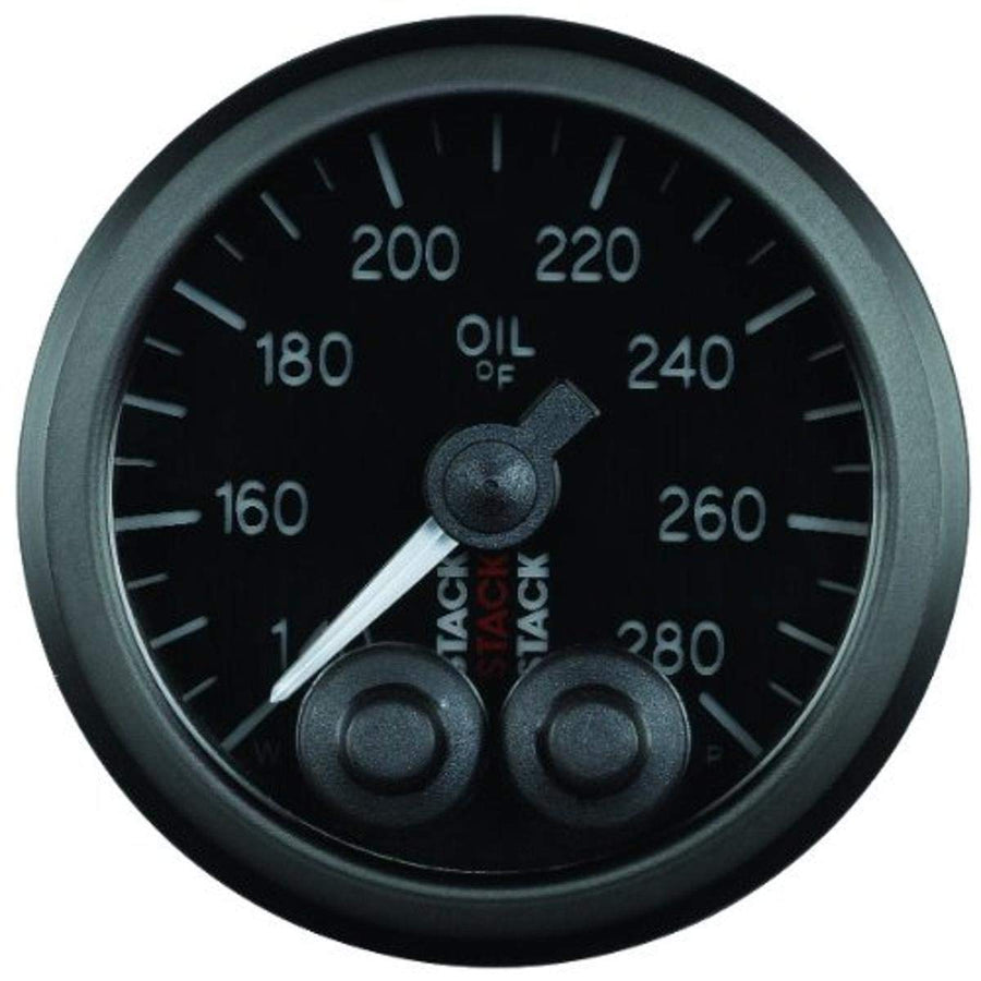 52mm STACK ST3510 Black Pro-Control 1/8" NPTF Male 140-280°F Oil Temperature Gauge