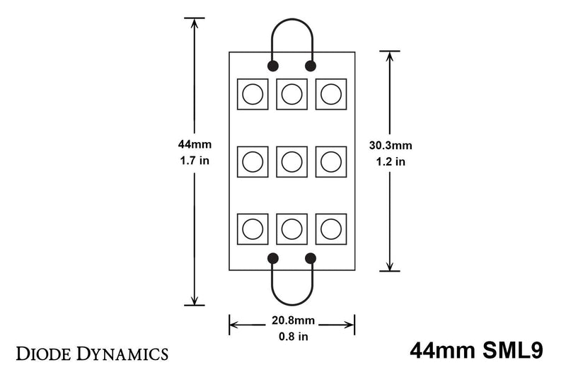 44mm Diode Dynamics SML9 LED Bulbs (Pair), Cool White (6000K)