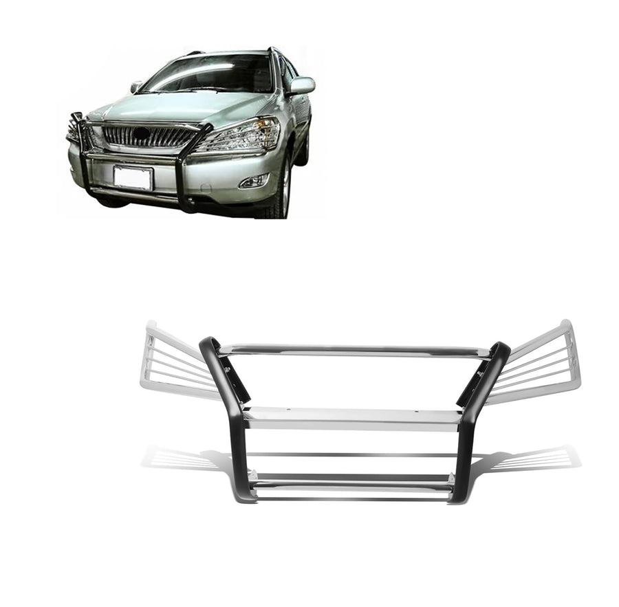 Bumper Guard Black Horse Grille brush Modular Stainless Steel Compatible with 2004-2006 Lexus RX330|2007-2009 Lexus RX350-17G80330MSS