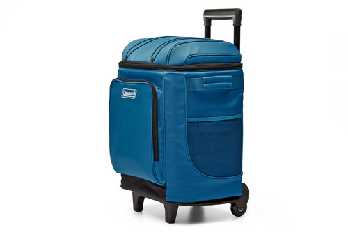 42-Can Coleman Soft Rolling Cooler with Wheels, Leak-Proof Portable Insulated Chiller with 12+ Hour Ice Retention, Made with Recycled Materials