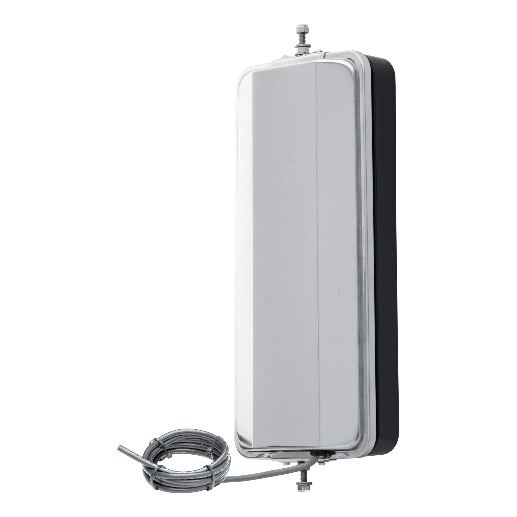 7 x 16-Inch Stainless Steel Angle-Back Motorized Heated Semi Truck West Coast Mirror Head Retrac, Universal Driver or Passenger Side