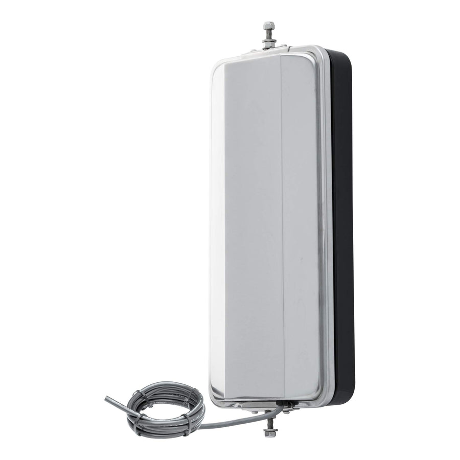 7 x 16-Inch Stainless Steel Angle-Back Motorized Heated Semi Truck West Coast Mirror Head Retrac, Universal Driver or Passenger Side
