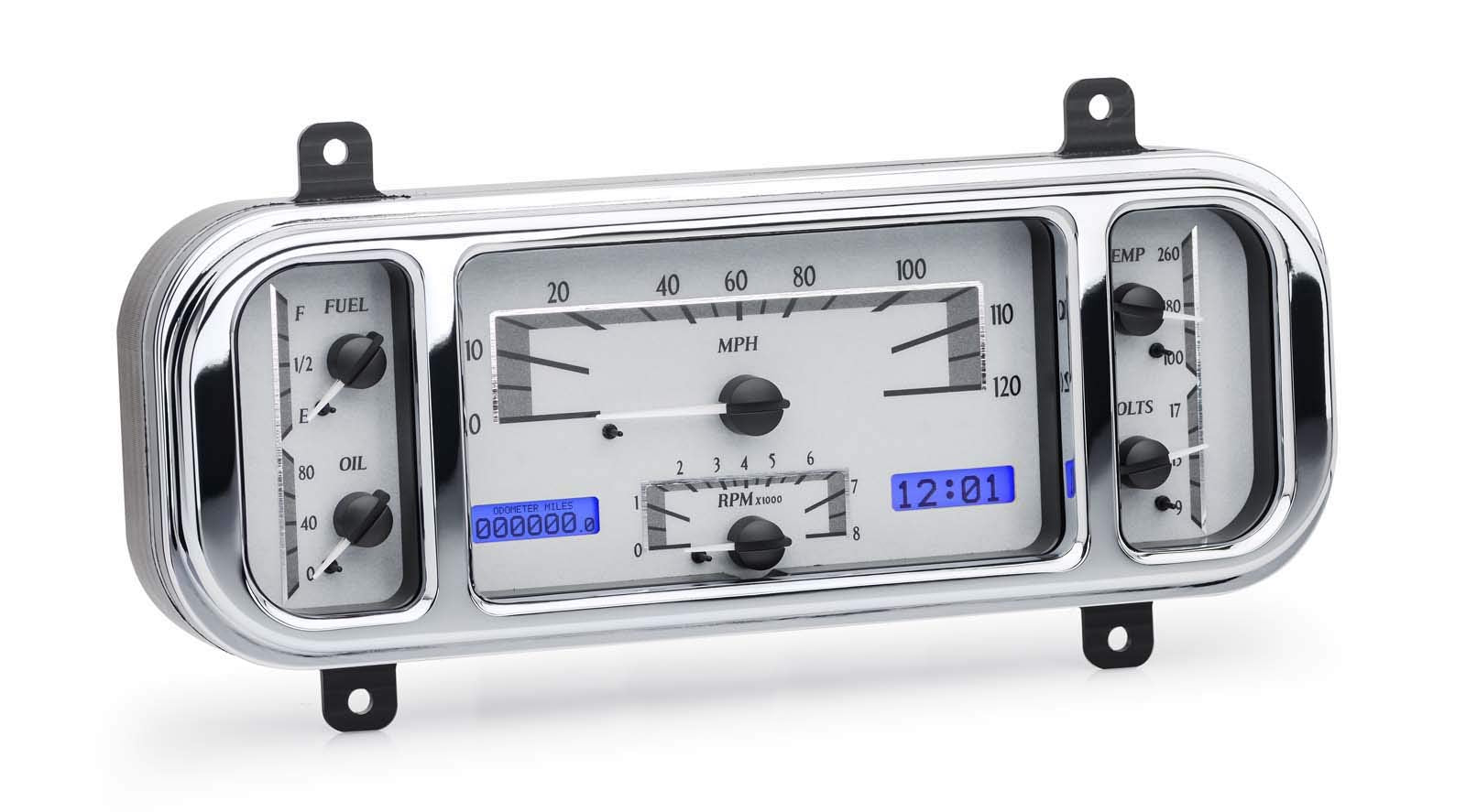 Dakota Digital VHX Dash Gauge Instruments System 1937-38 Chevy Car, SILVER ALLOY style and BLUE display - VHX-37C