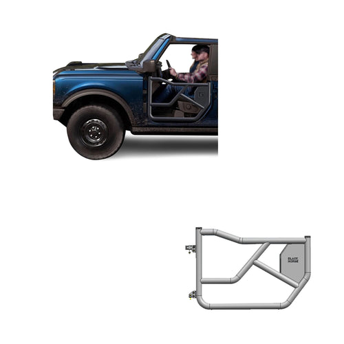 Tubular Black Horse Front Doors Tubular Metal Compatible with 2021-2024 Ford Bronco-TFDFB21