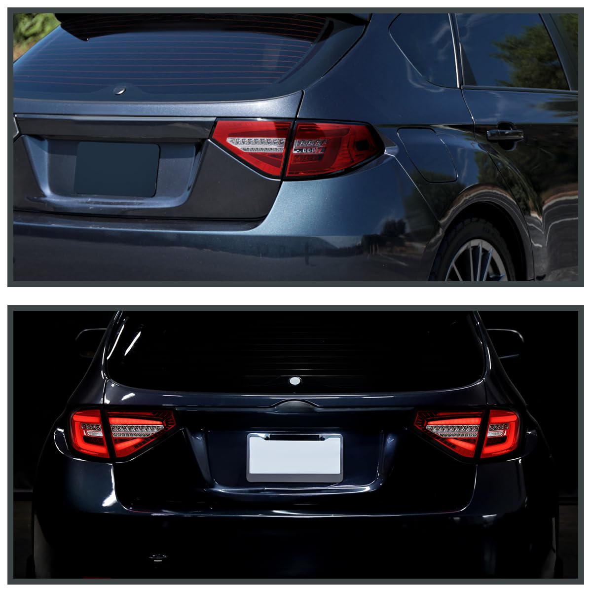 Red Sequential Tail Lights w/LED Bar SPEC-D TUNING Compatible with 2008-2011 Subaru Impreza WRX Hatchback, Left + Right Pair Assembly