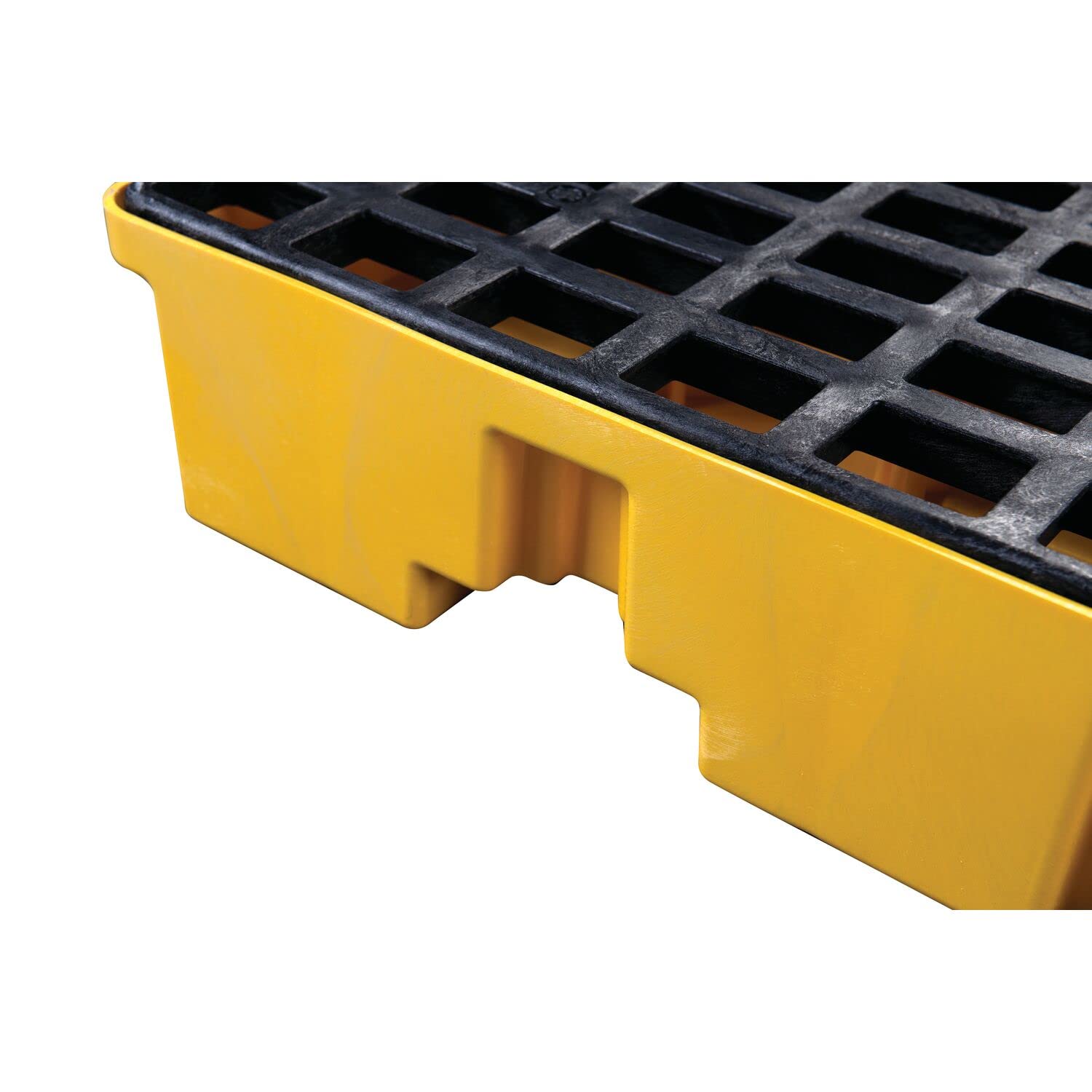 4 Eagle Drum Spill Containment Pallet with Drain and Forklift Pockets, 51.5"x51.5"x8", 66 Gallon Sump, 8,000 lbs. Load Capacity Secondary Containment Pallet, Made in USA, Yellow, 1645