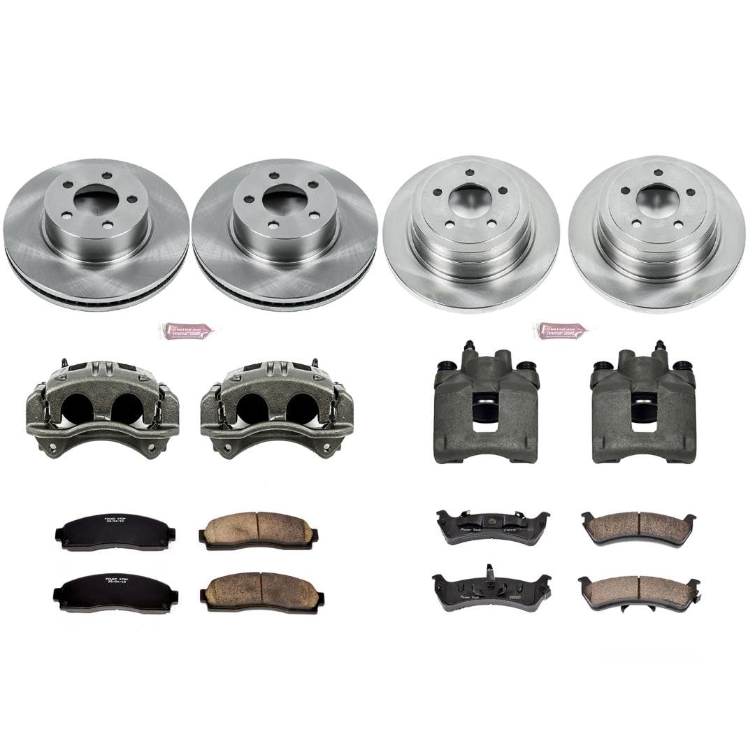 Power Stop KCOE1924 Replacement Autospeciality Front and Rear Caliper Kit- OE Rotors, Ceramic Brake Pads, Calipers For Ford Explorer Sport 2003 [Model Specific]