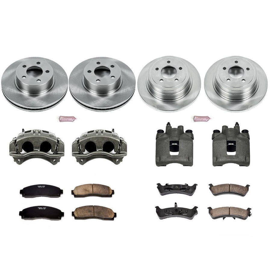 Power Stop KCOE1924 Replacement Autospeciality Front and Rear Caliper Kit- OE Rotors, Ceramic Brake Pads, Calipers For Ford Explorer Sport 2003 [Model Specific]