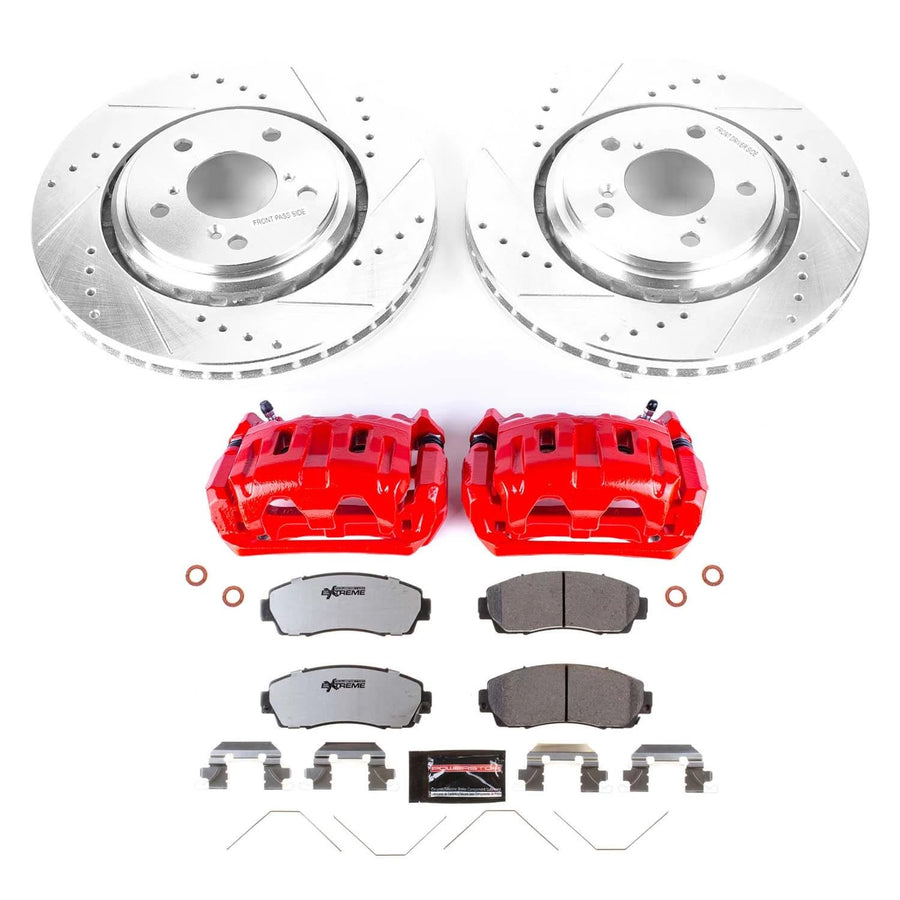 Power Stop Z26 KC6959-26 Street Warrior Front Brake Kit-Brake Rotors | Brake Pads & Calipers For Honda Odyssey 2015-2017 [Vehicle Specific]