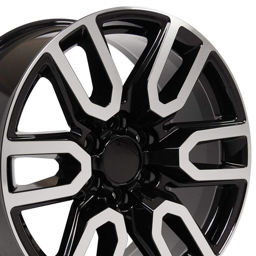 OE Wheels 20 Inch CV36 Rim Fits Sierra 1500 Style 6x139.7 20x9 Gloss Black Machined - Hollander 5914 (1)
