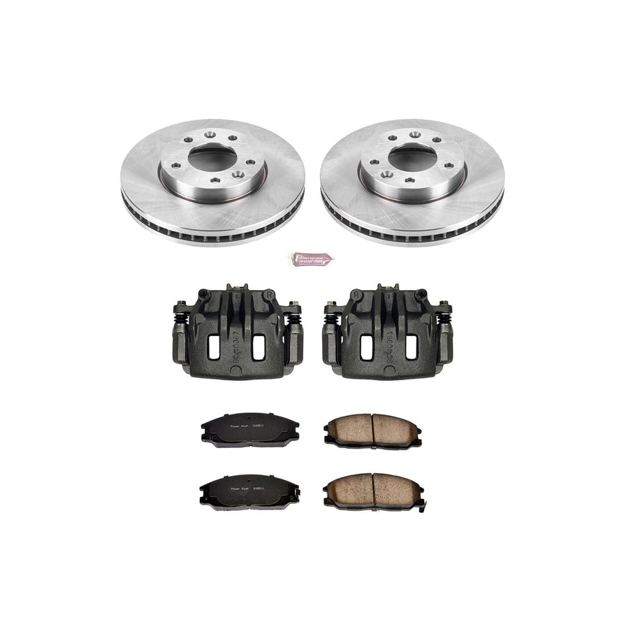 Power Stop KCOE6108 Replacement Autospeciality Front Caliper Kit- OE Rotors, Ceramic Brake Pads, Calipers For Kia Sedona 2004-2005 [Model Specific]