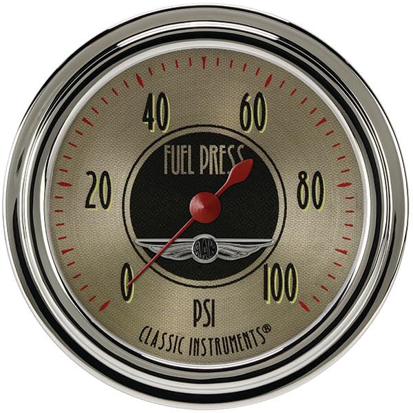 All American Nickel Classic Instruments AN346SLC 2 5/8" Fuel Pressure Gauge 100 PSI Electric