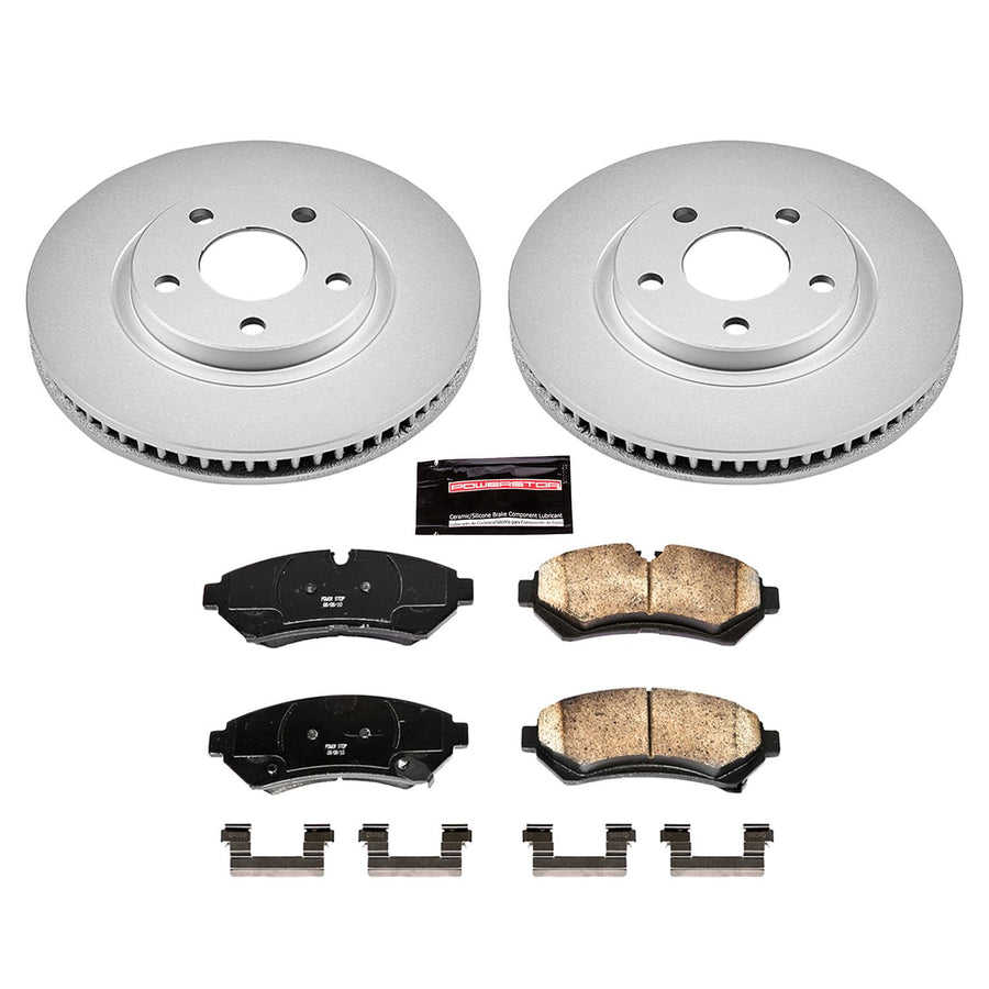 Coated Power Stop CRK1549 Brake Rotor & Ceramic Brake Pads- front For Cadillac Seville 1998-2002 [Model Specific]