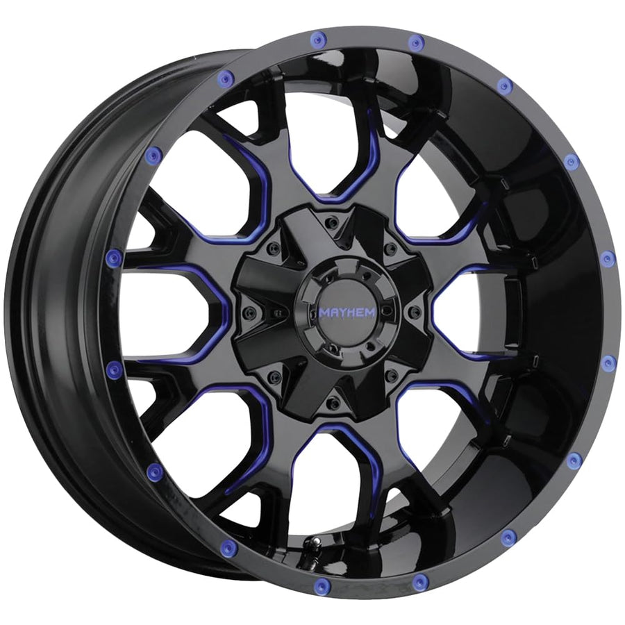 Warrior 8015 Mayhem Wheels 8015-2997BTB Black W/Prism Blue 20X9 5-150/5-139.7 0mm 110mm