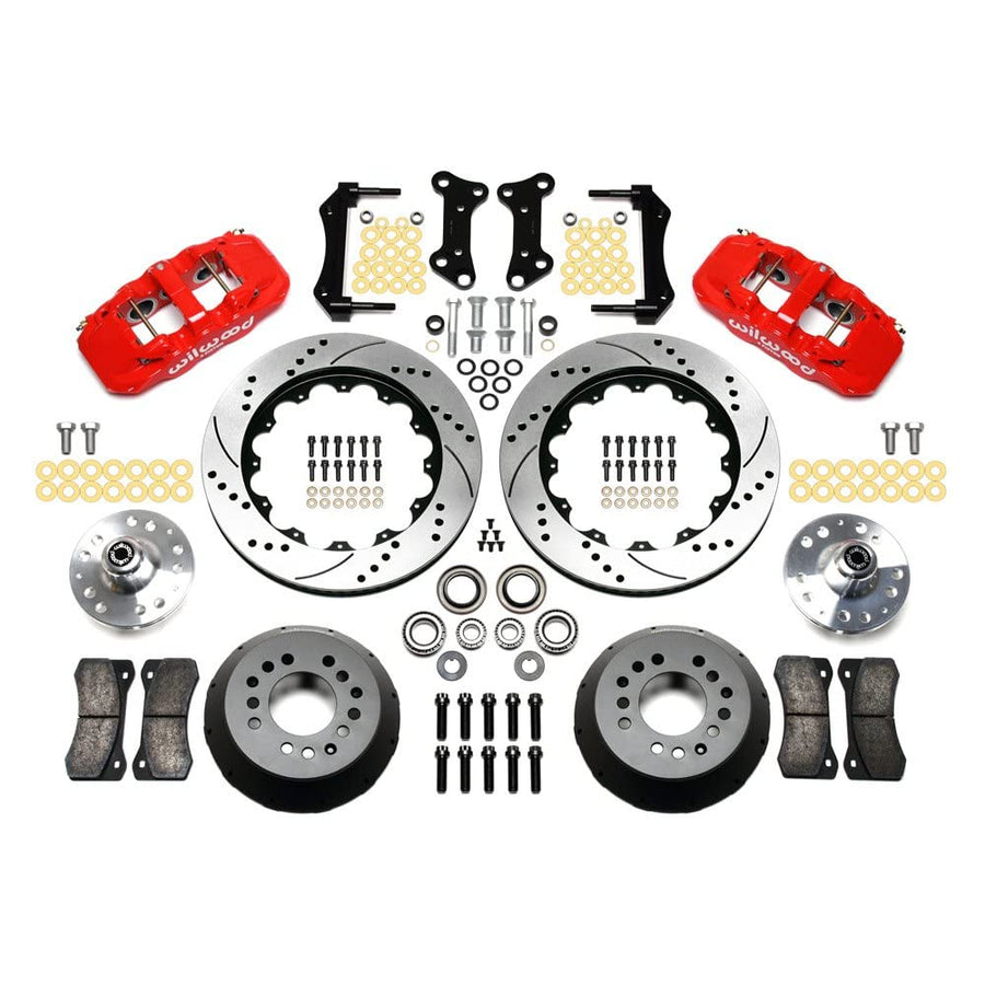 WILWOOD W6A Front Hub Kit, 14.00, Drilled, Red 67-72 Camaro/Nova 140-10920-DR
