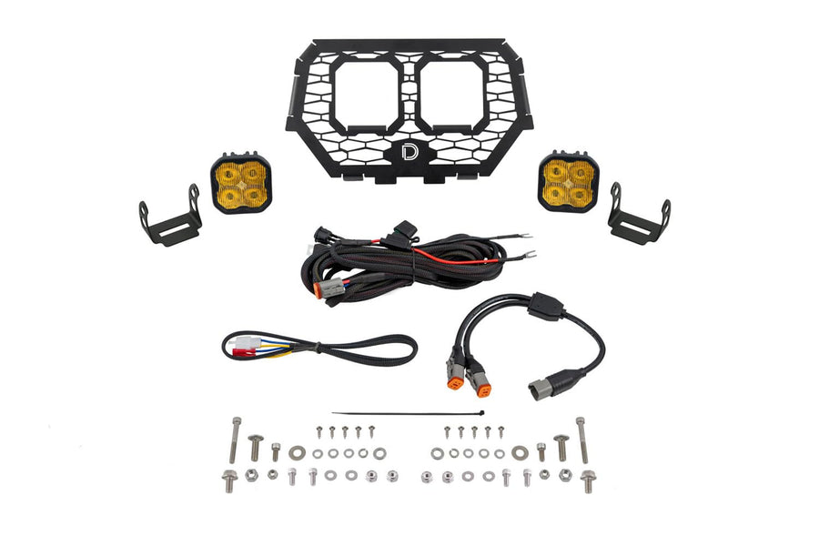 Stage Series Diode Dynamics LED Grille Kit compatible with Polaris RZR XP 2014-2023, Yellow SAE Fog Pro