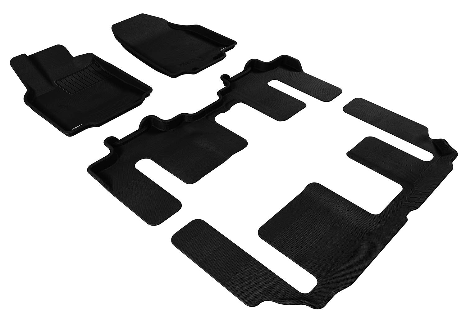 Complete Set 3D MAXpider - L1MZ01701509 Custom Fit All-Weather Floor Mat for Select Mazda CX-9 Models - Kagu Rubber (Black)