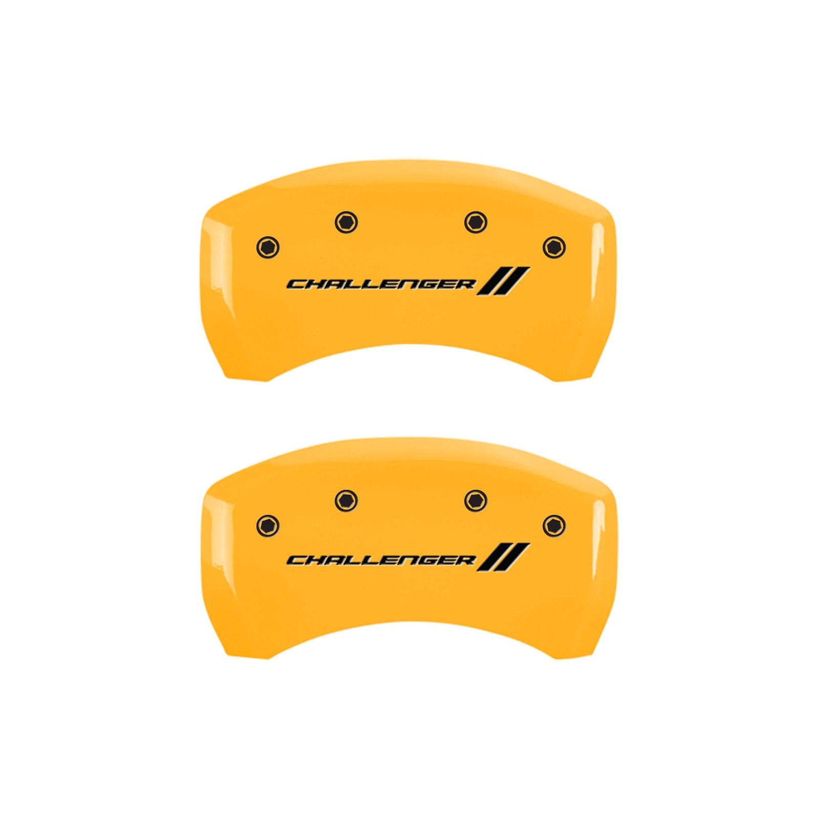 MGP Caliper Covers with Compatible 2011-2023 Dodge Charger and Challenger (Requires 18"+ Wheels & Single Piston Front Caliper) 4 PCS Front and Rear (Yellow - Challenger II Engraving)