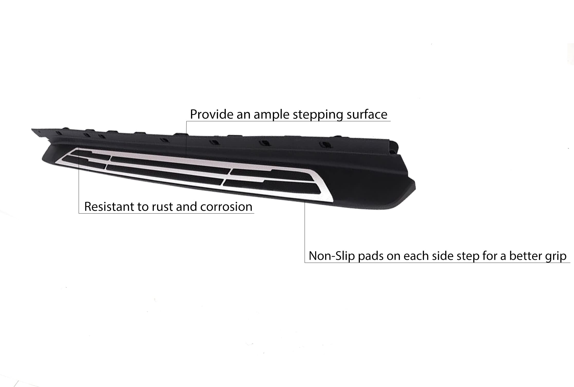 OEM Replica Black Horse Running Boards Compatible with 2020-2024 Toyota Highlander-RTOHI20