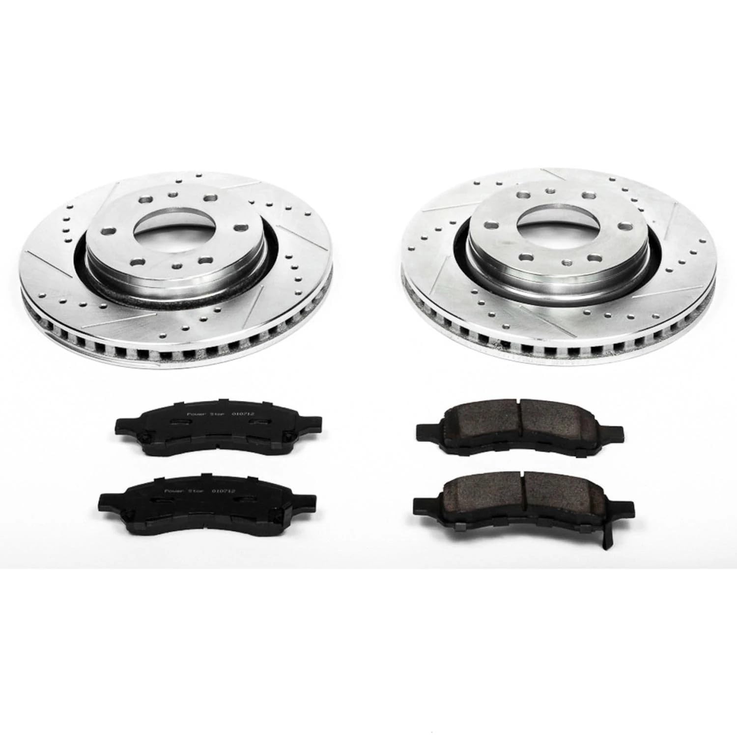 Power Stop K2084 Z23 Carbon Fiber Brake Pads Front with Drilled & Slotted Brake Rotors Kit For Buick Rainier, Chevrolet Trailblazer, GMC Envoy, Isuzu Ascender [Model Specific]
