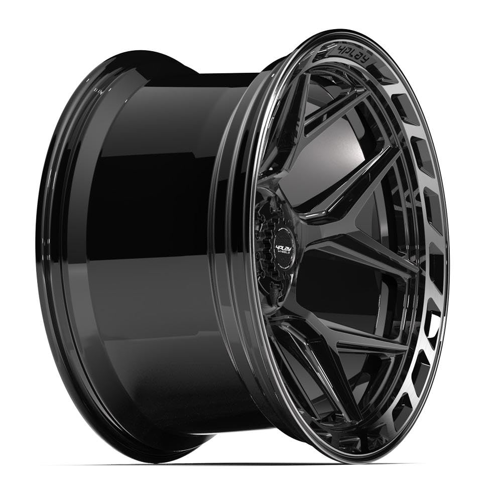 4PLAY Wheels 22 Inch Rim 4P55 Fits 6x135 & 6x139.7 22x12 Gloss Black Brushed with Tinted Clear (1)