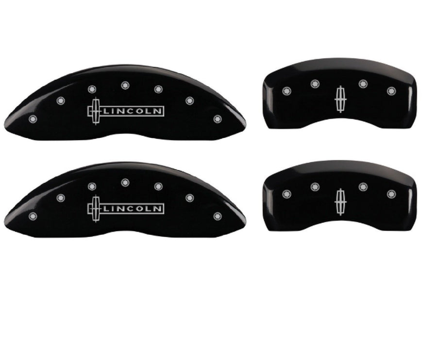 MGP Caliper Covers Black Powder Coat Finish 36024SLC1BK Silver Characters Disc Brake Caliper Cover (Set of 4)