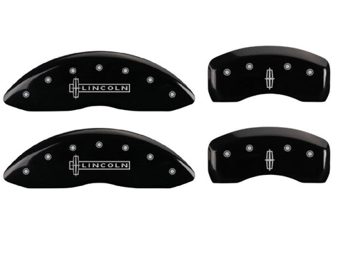 MGP Caliper Covers Black Powder Coat Finish 36024SLC1BK Silver Characters Disc Brake Caliper Cover (Set of 4)