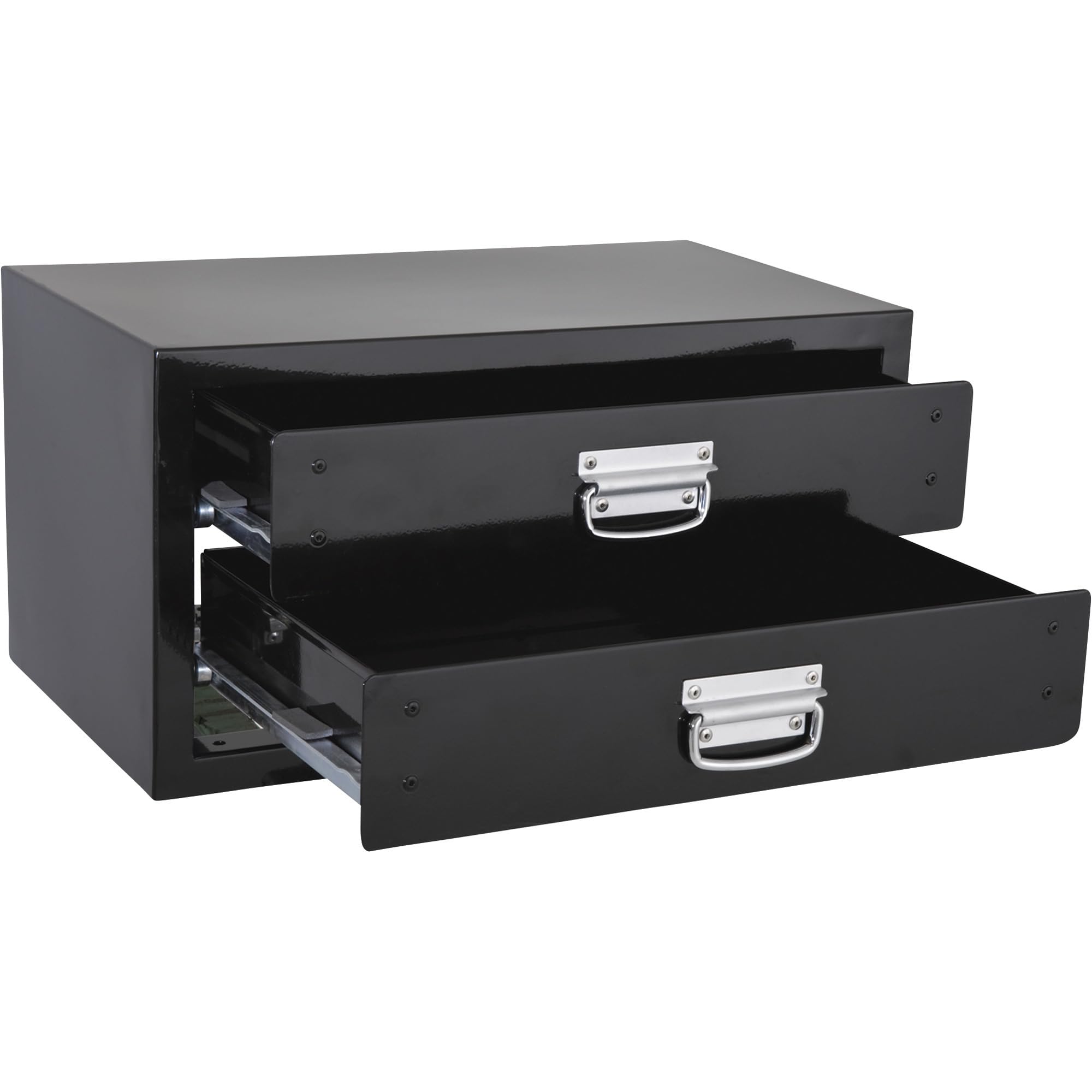 Storage Drawers Phoenix USA for Underbody Truck Tool Box - 2-Drawer, Steel, Gloss Black, Loop Handles, 25in. x 17in. x 13in. Model Number TB2DK
