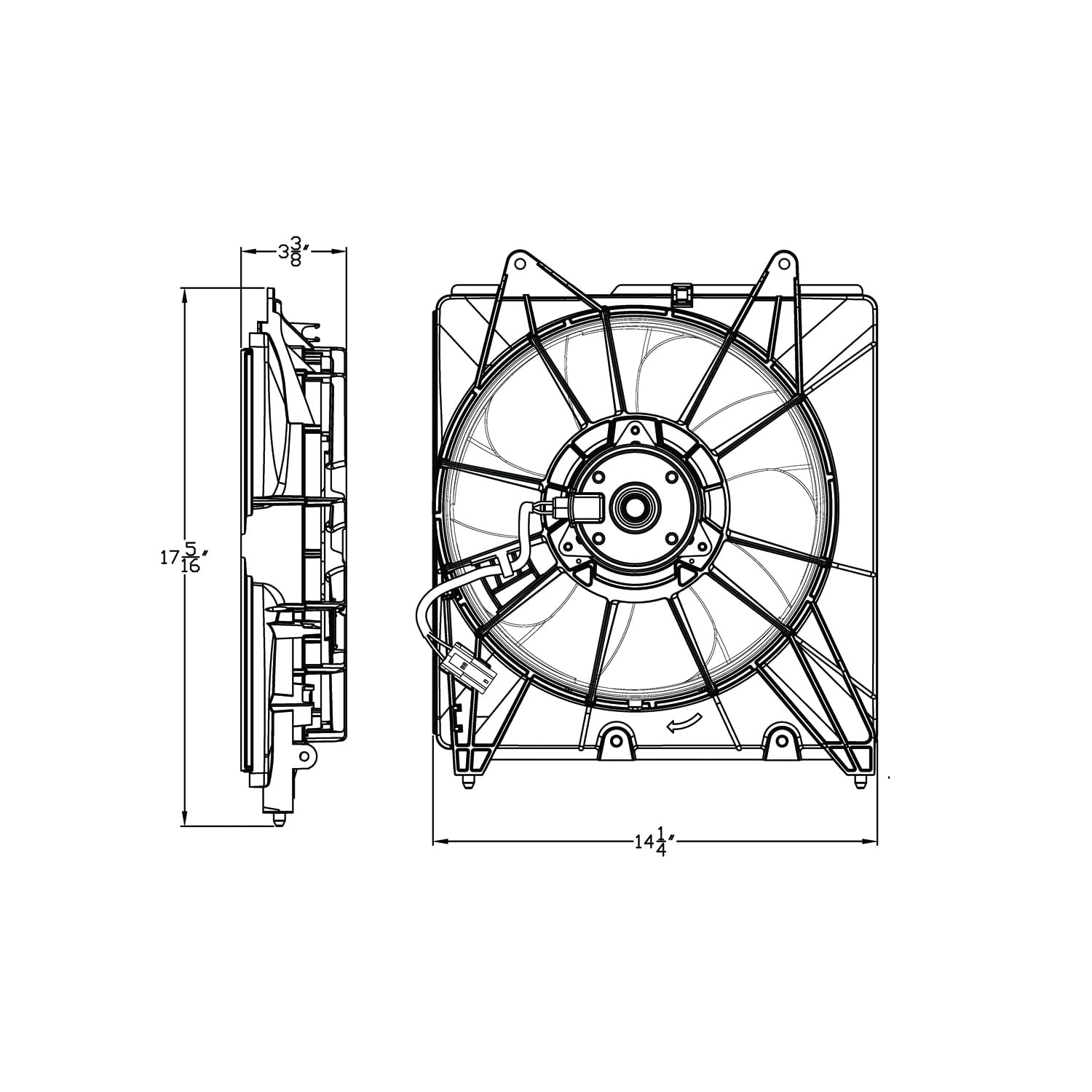 Cooling Fan Assembly TYC 601480 Compatible with 2015-2020 Honda FIT
