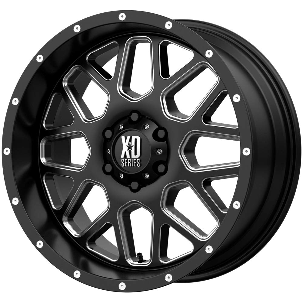 XD Wheels Xd820 Satin Black Milled Wheel Grenade with Alloy Steel (18 x 9. inches /8 x 125 mm, -12 mm Offset)