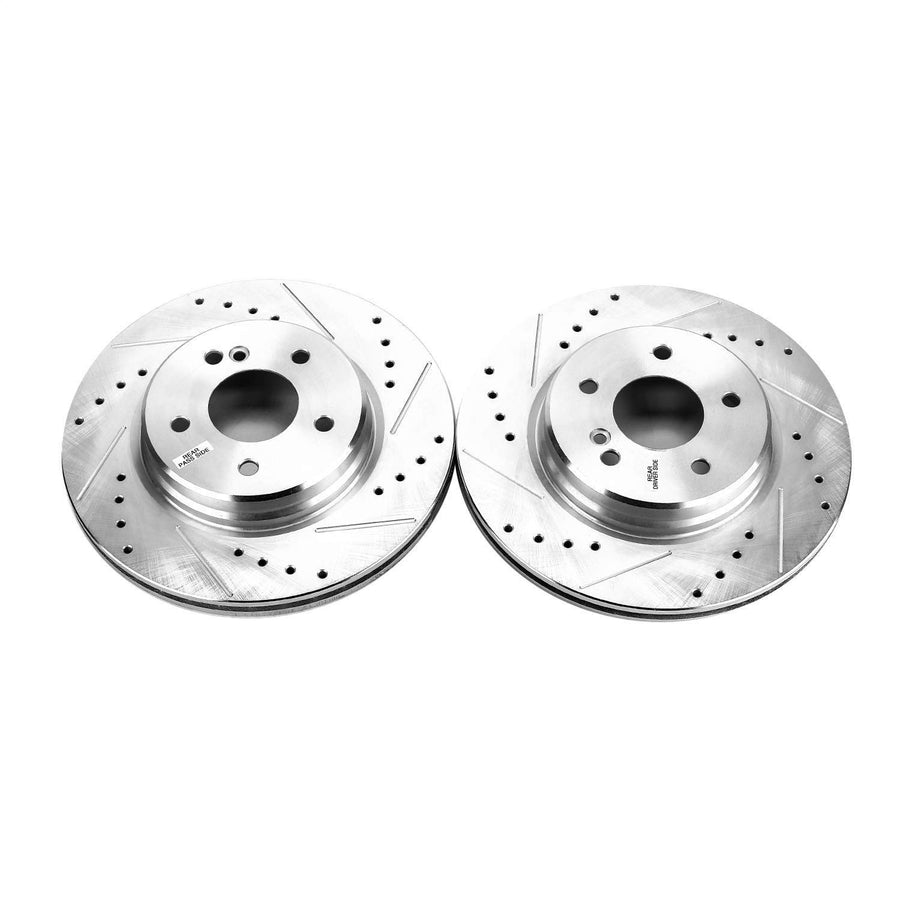 Power Stop Performance Drilled & Slotted EBR808XPR Rear Brake Rotor Pair For Crossfire C32 AMG C43 AMG C55 AMG CLK500 CLK55 AMG CLK550 E430 E55 AMG SLK32 AMG SLK55 AMG [Model Specific]