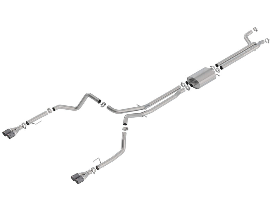 Borla S-Type 140779CF Cat-Back Exhaust System 2.75 in. Into Muffler True Dual 3.5 in. x 5.62 in. Single Rolled Angle-Cut Tip Dual Split Rear Exit Carbon Fiber Cat-Back Exhaust System
