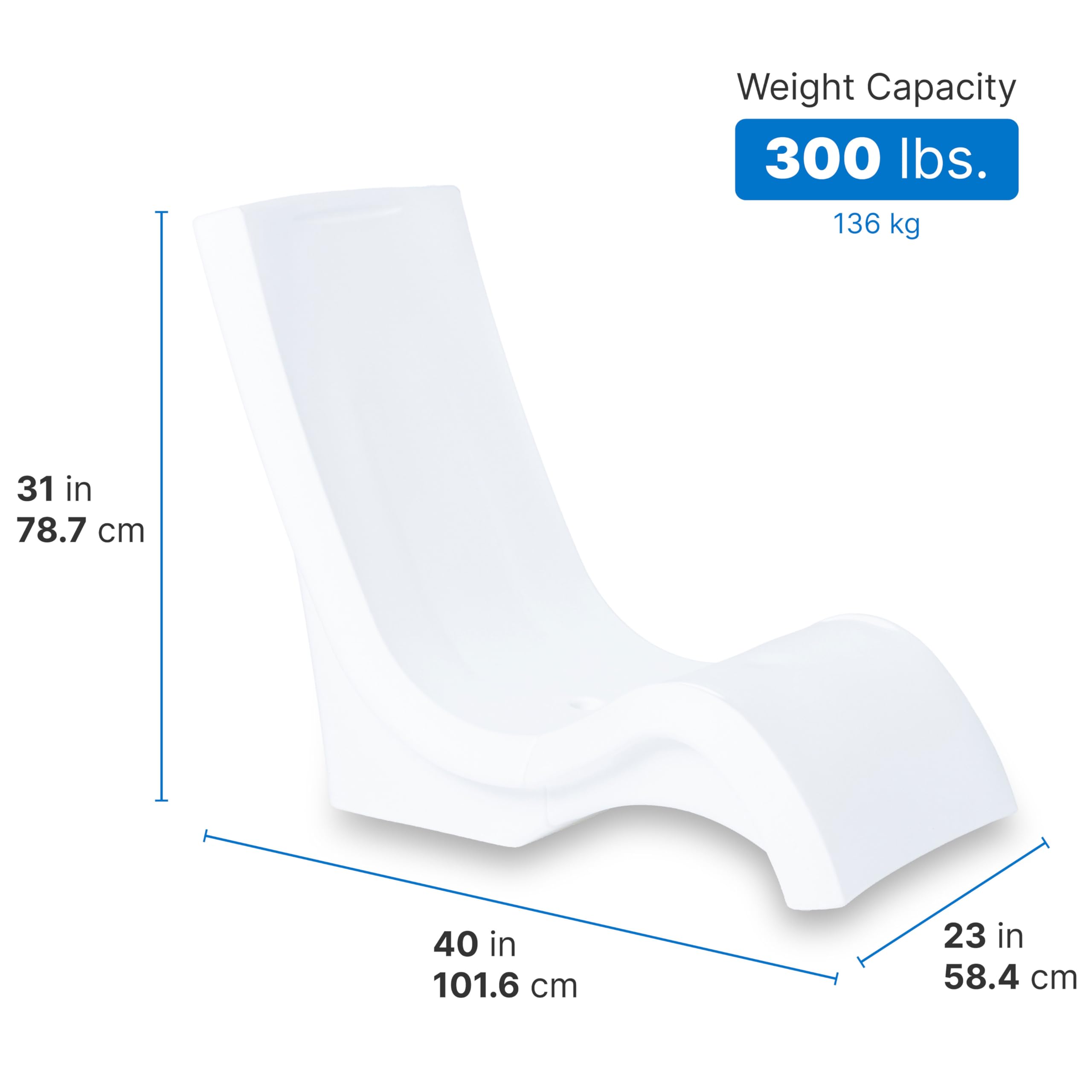Vero Step2 Pool Chair, Fade-Resistant, Waterproof Patio Furniture for Sun Shelf, Use in Pools up to 9-Inches of Water, Weighted, White
