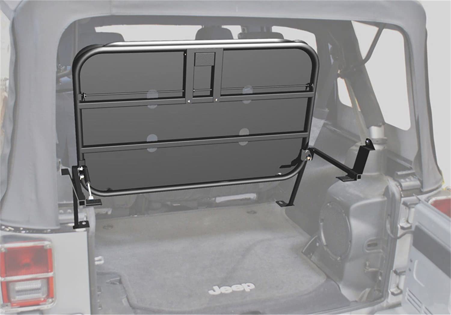 RAMPAGE PRODUCTS Fold-Up Rear Storage Rack for Jeep Wrangler JK | Black Powdercoat, Interior Mount, Fold-Up | 86623 | Fits 2007-2018 Jeep Wrangler JK/JKU