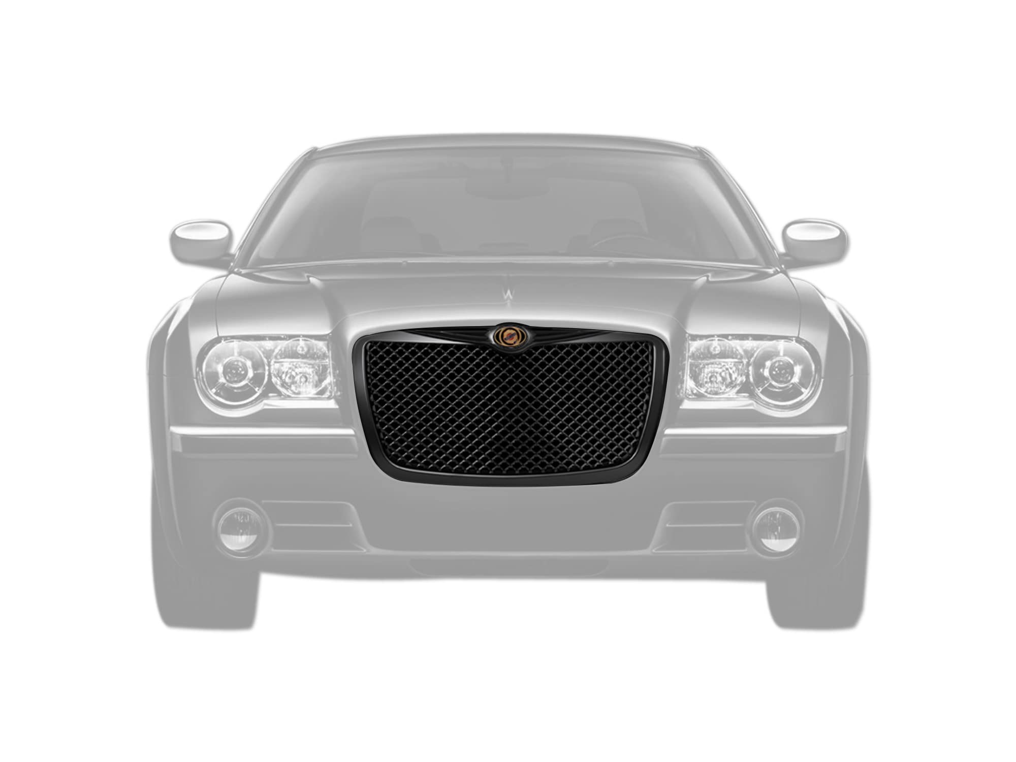 Mesh Front Hood Grille Armordillo USA - Matte Black Fits 2005-2010 Chrysler 300/300C