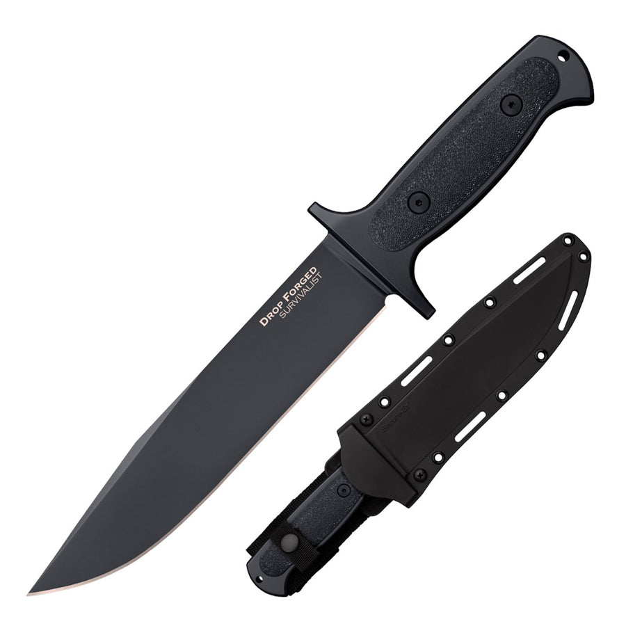 Cold Steel Survivalist Drop Forged 8" 52100 High-Carbon Steel Clip Point Fixed Blade EDC Tactical Hunting Utility Knife, 5" Ergonomic Handle, Weather-Resistant Secure-Ex Sheath