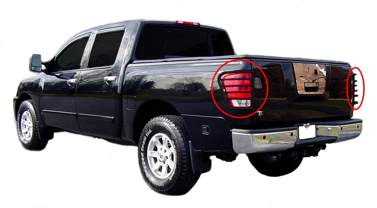 Tail Light Guards Black Horse Compatible with 2004-2013 Nissan Titan-7G113206A