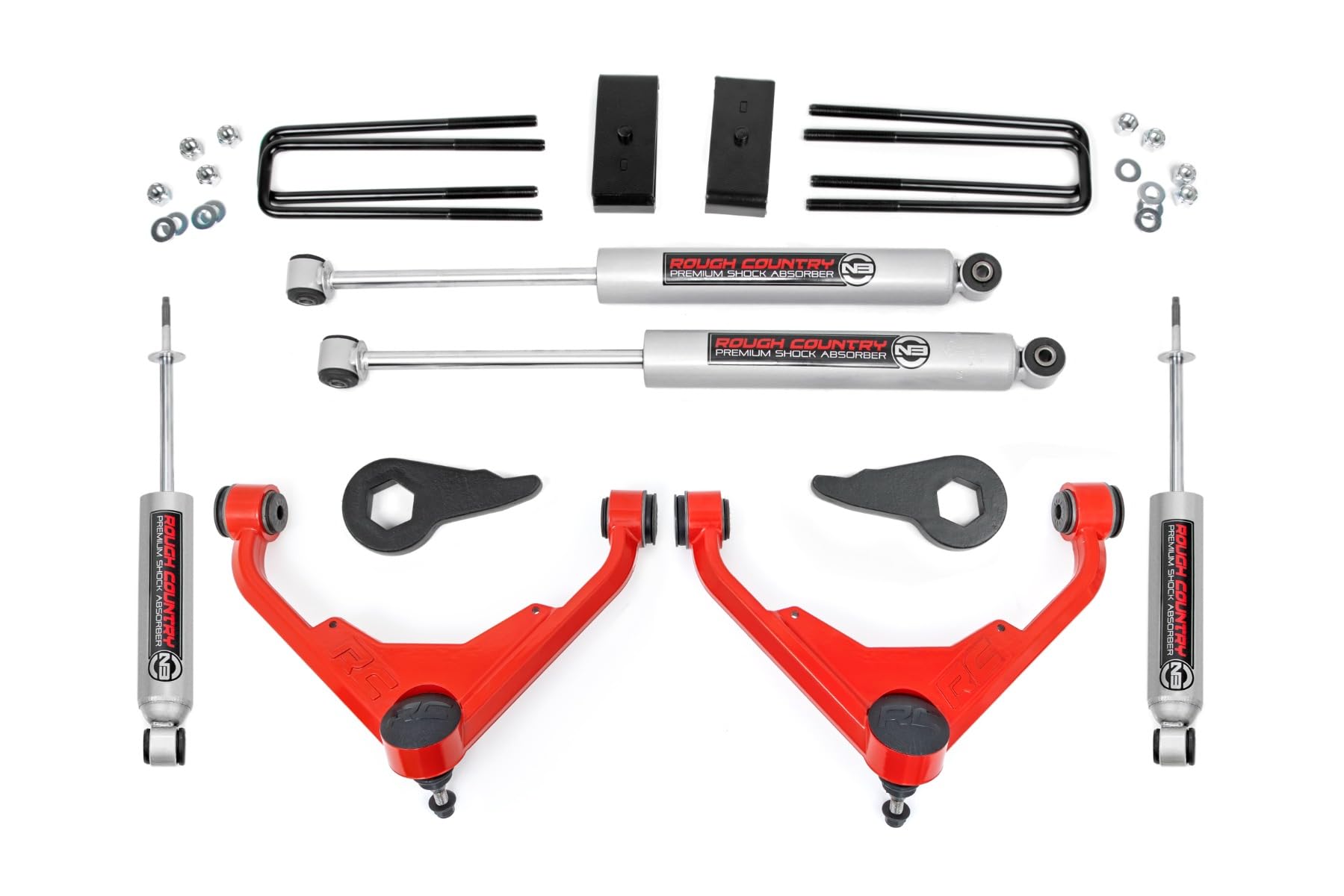 3" Lift Kit Rough Country for 2001-2010 Chevy/GMC 2500HD | FT Codes - 8596N2RED