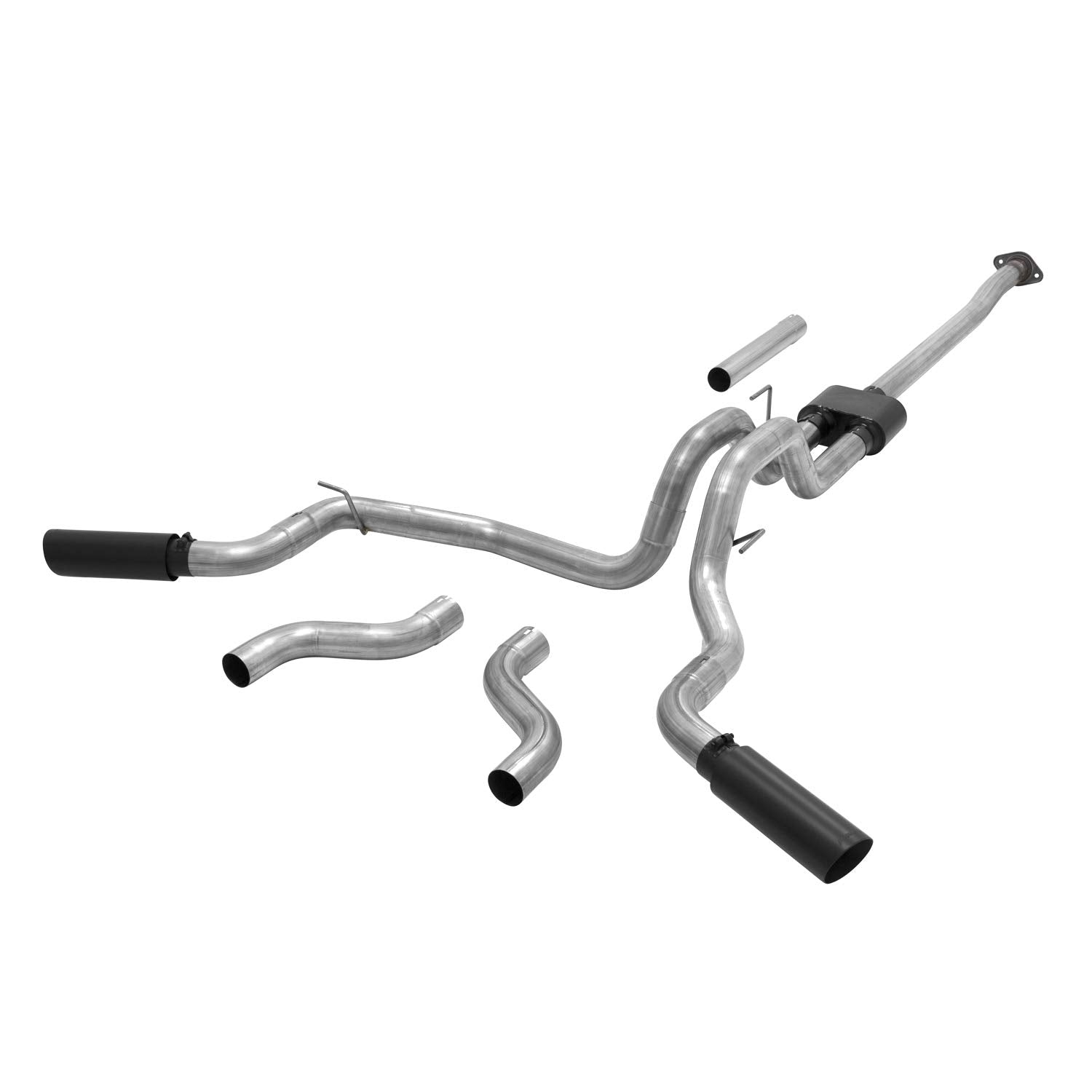 Outlaw Flowmaster 817726 Cat-Back Exhaust Kit 3 Inch Stainless Steel 4 Inch Black Ceramic Coat Stainless Tips Compatible with 2015-2020 Ford F-150 2.7L 3.5L 5.0L except Standard Cab Short Bed & Raptor