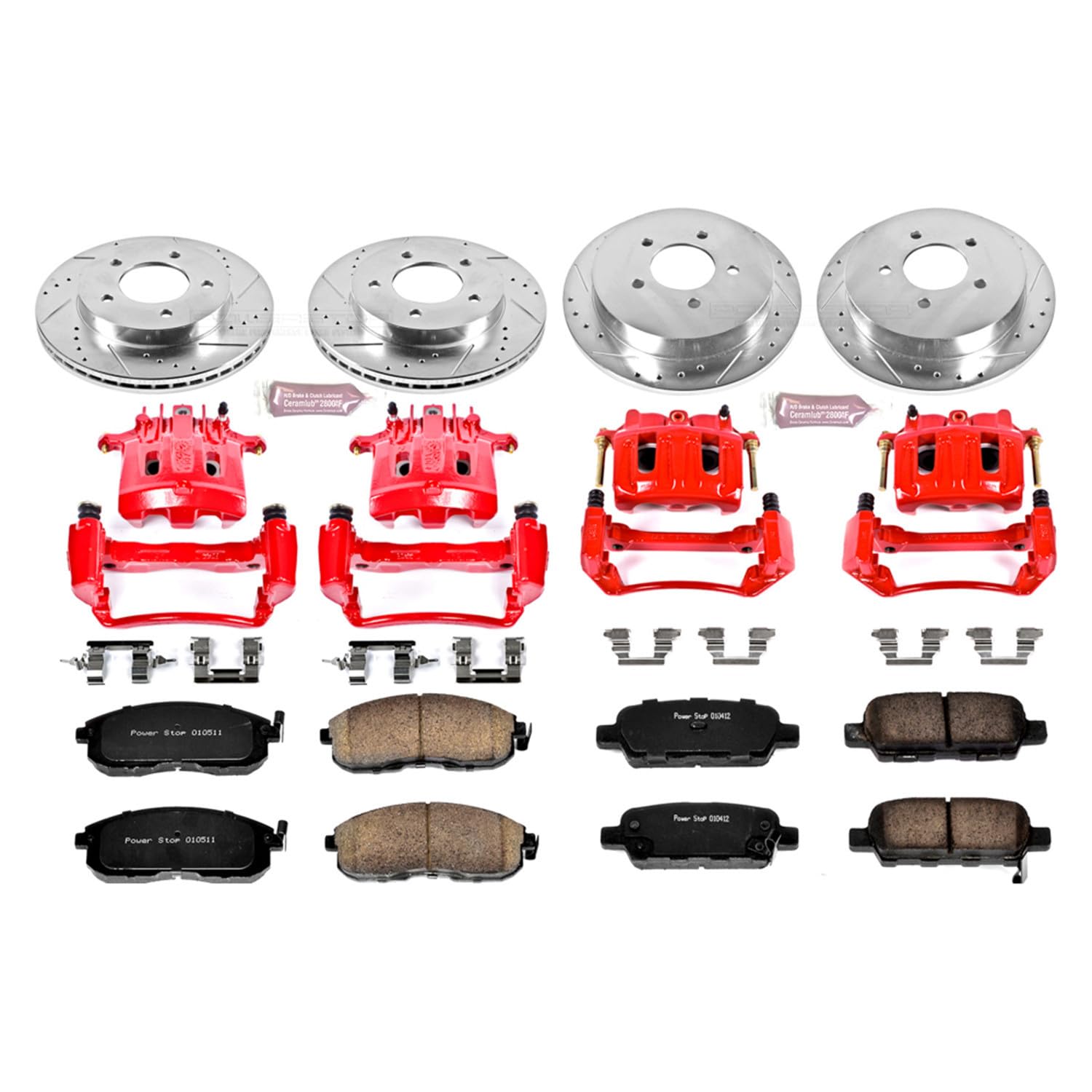 1-Click Performance Brake Kit Power Stop (KC2283) with Calipers For Nissan Altima 2002-2006 [Model Specific]