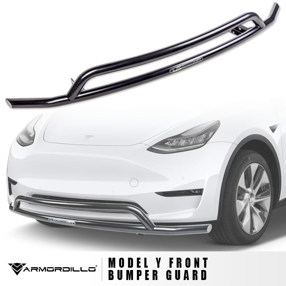 Front Bumper Guard Armordillo Aluminum|Compatible with 2020-2024 Tesla Model Y|8735503|Black|Bull Bar