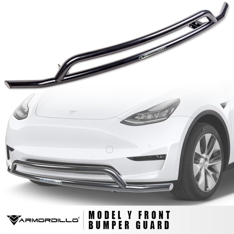 Front Bumper Guard Armordillo Aluminum|Compatible with 2020-2024 Tesla Model Y|8735503|Black|Bull Bar