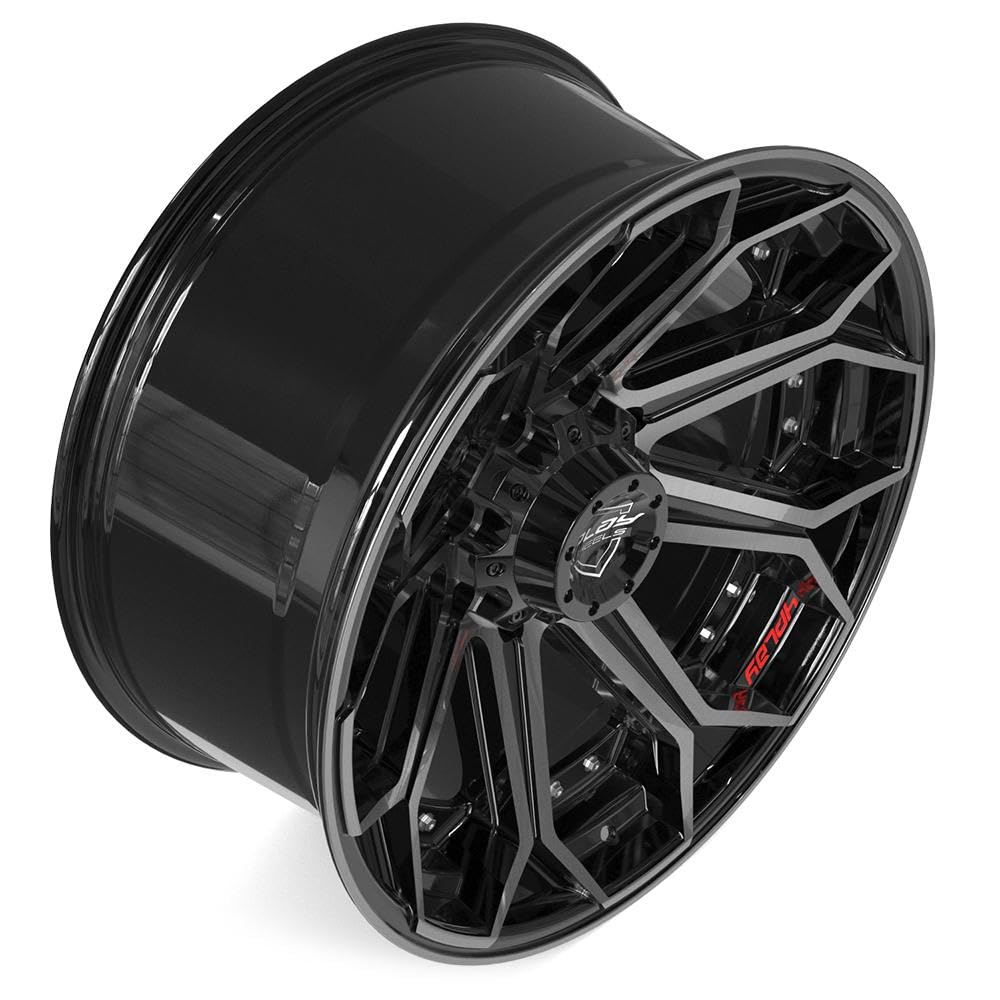 22 Inch 4PLAY Wheels Rim 4P80R Fits 8x165.1 22x10 Gloss Black Brushed with Tinted Clear (1)